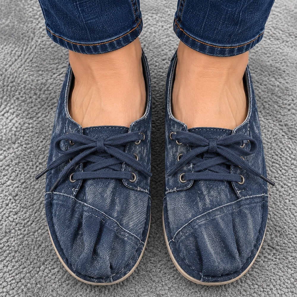 TOMS Paseo Sneakers Mens Size 12 Blue Washed Denim Canvas Lace Up Low Top Shoes